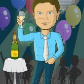 קריקטורה לבר מצווה - מסיבה וכוס שמפניה