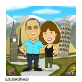 קריקטורה מתנה לזוג הורים שממש אוהבים לטייל