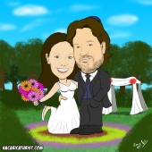 קריקטורה לחתונה - חופה בגן פרחים