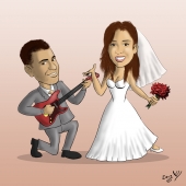 הזמנות לחתונה - החתן מנגן בגיטרה לכלה