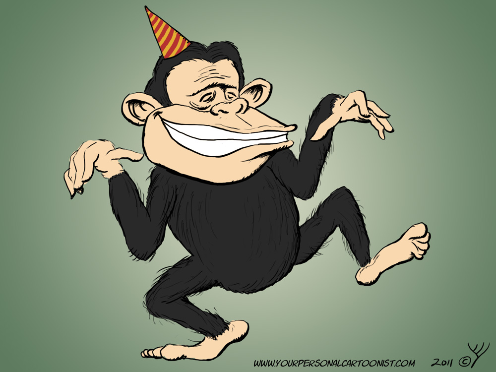 קוף מצחיק רוקד - איור ליום הולדת